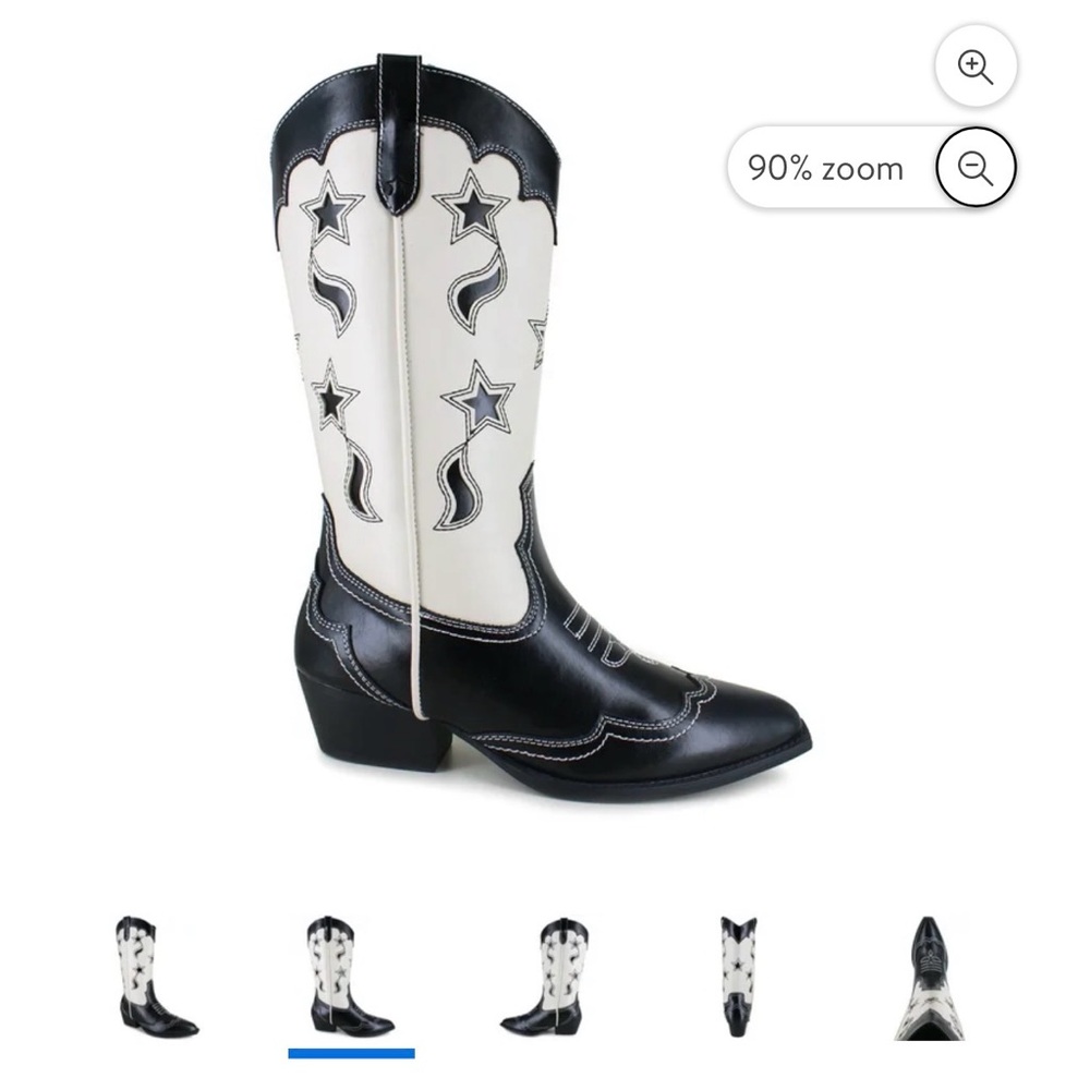 UNIONBAY Black and White Star Heeled Boots